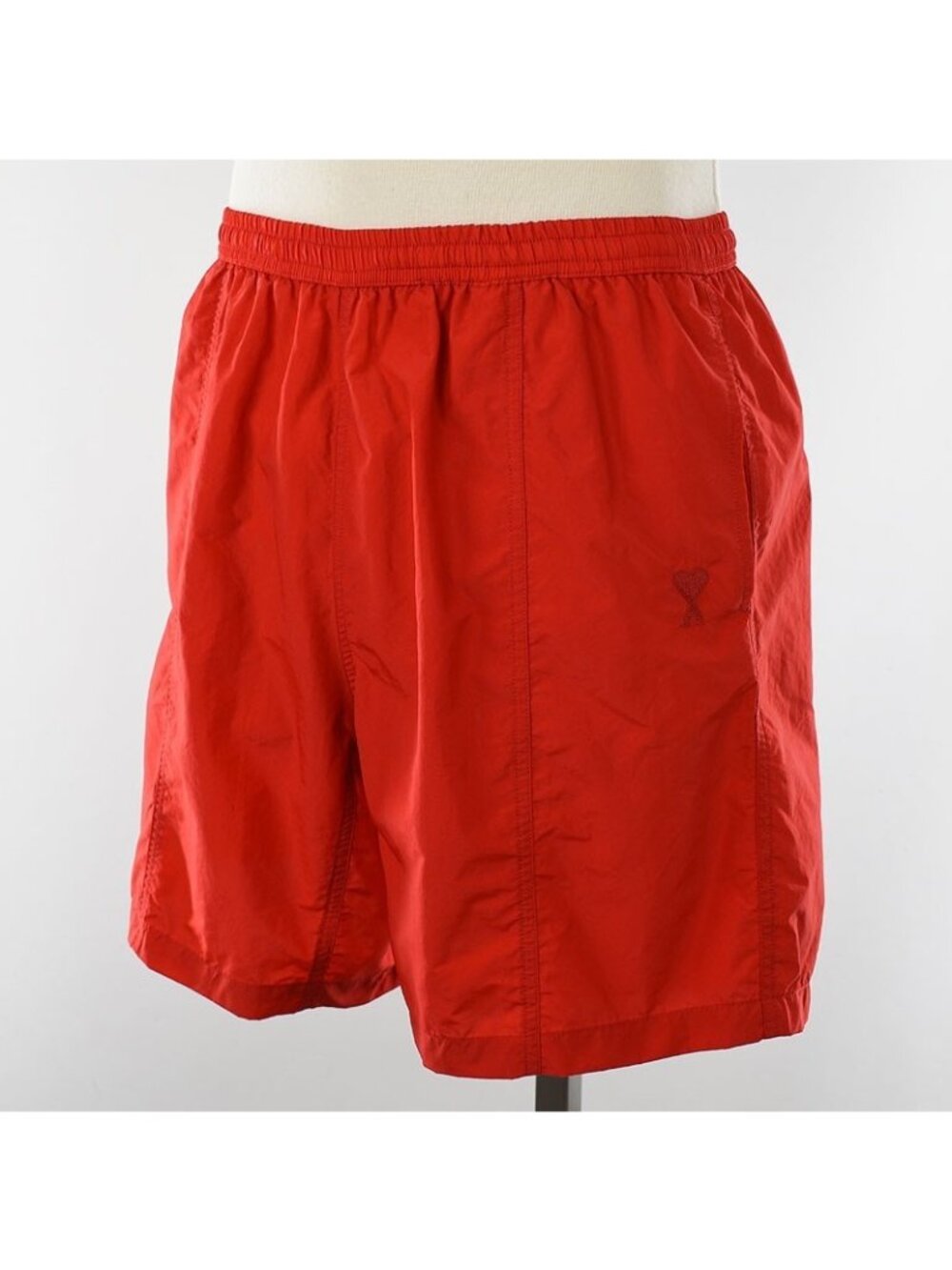 AMI PARIS Mens Red Heart Embroidered Lined Swim Trunks XL NWT